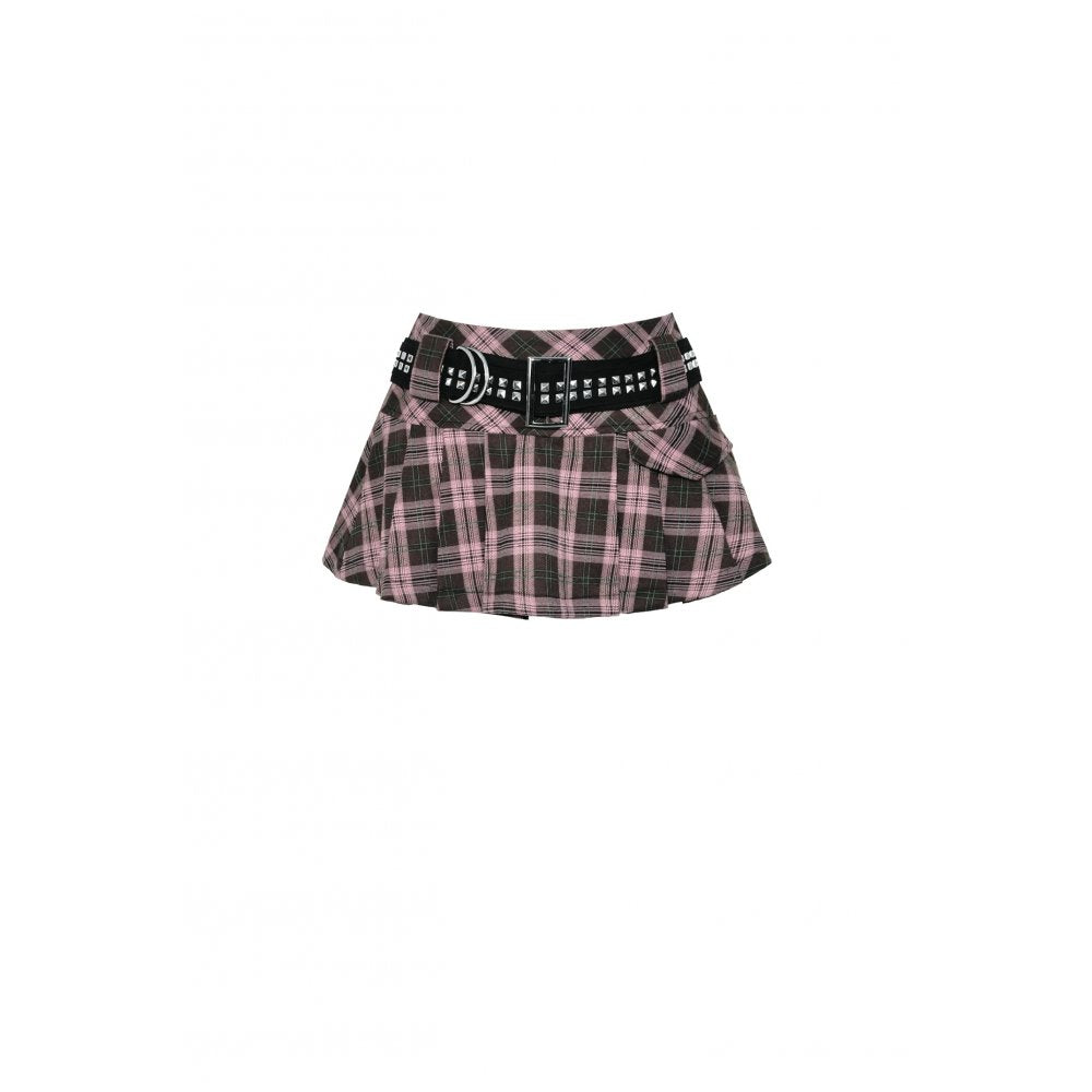 Dark in Love Rowan Punk Pink Plaid Mini Skirt