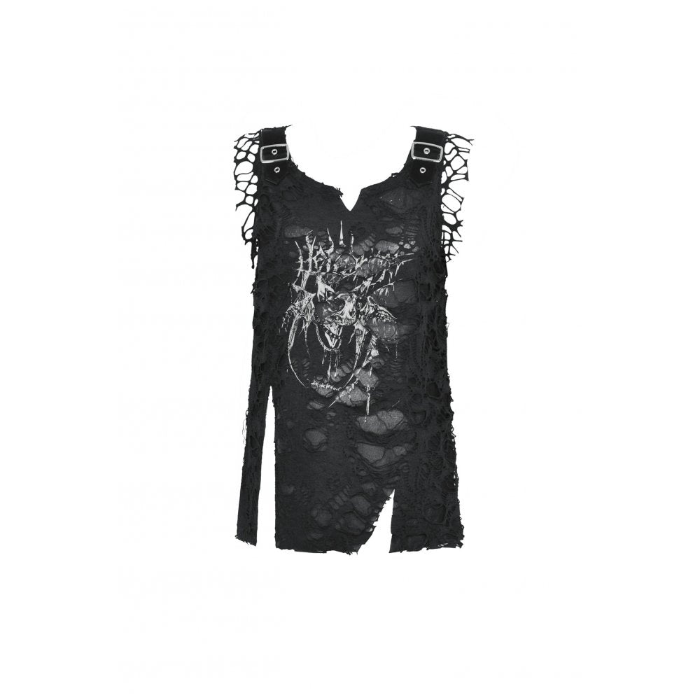 Dark in Love Yvette Black Distressed Graphic Tank Top