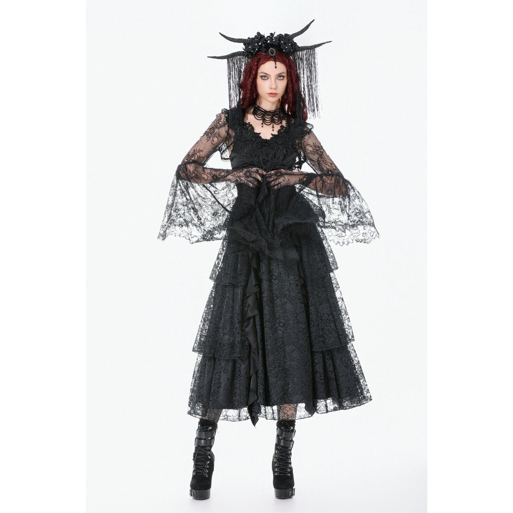 Dark In Love Gothic Lace Bell-Sleeve Cape