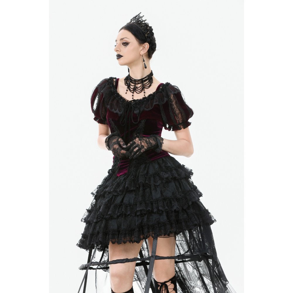 Dark in Love Isolde Velvet and Lace Puff Sleeve Bolero