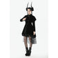 Dark in Love Lilith Officer Velvet High-Collar Coat in Black