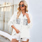 Vireous Loose Lapel Denim Fashion Shirt With Sequined Pockets