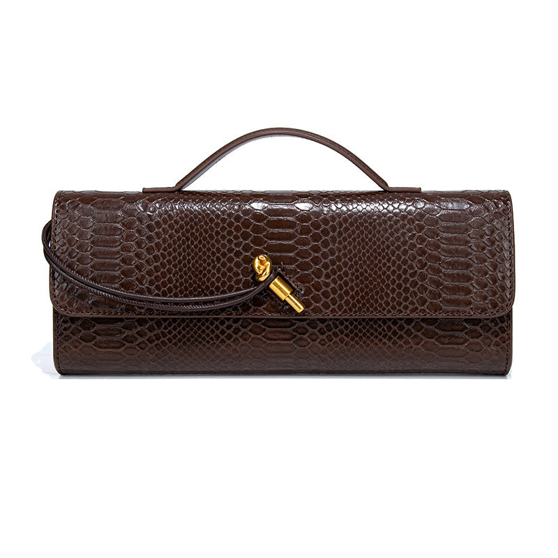 Leather American Retro Hand-Held Dinner Bag Baguette Clutch