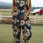'Flower Power' Women's Casual Suspender Trousers
