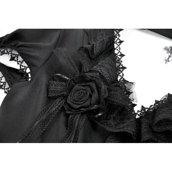 Dark in Love Courtly Cross Gem Pendant Gothic Blouse
