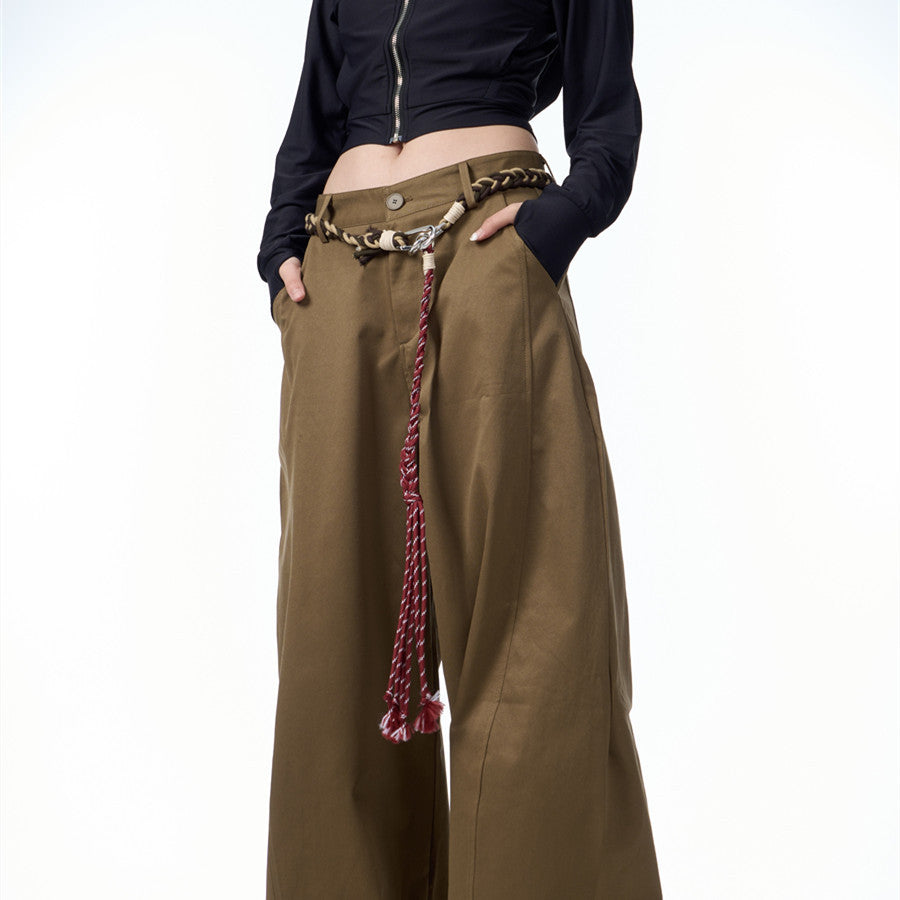 Vireous Retro Artist Women's Very Wide Leg Pants with Belt