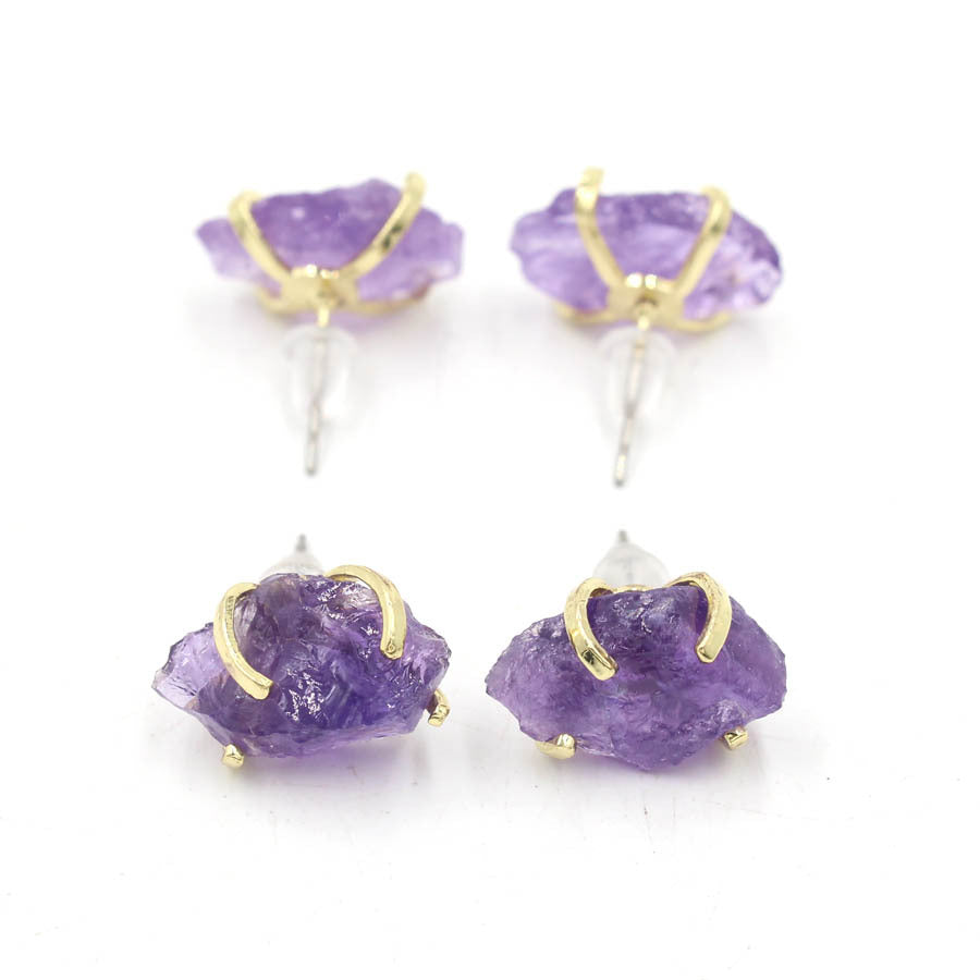 Healing Crystal Stud Earrings Irregular Natural Form