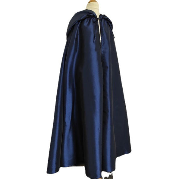 Tudor-Style Retro Large Loose Cape with Hood, Evening Stage Wear