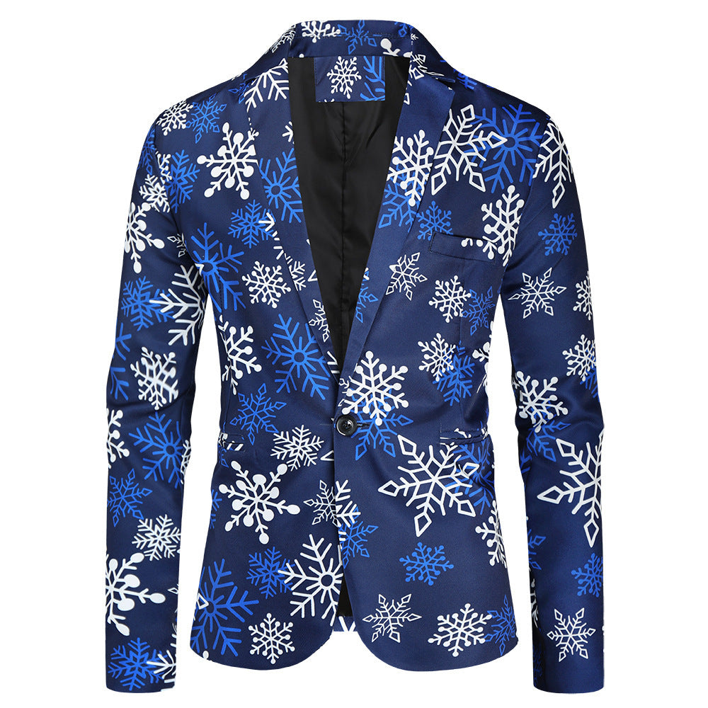 Men's Fashion Fun Bright Printed Blazer, Christmas Designs