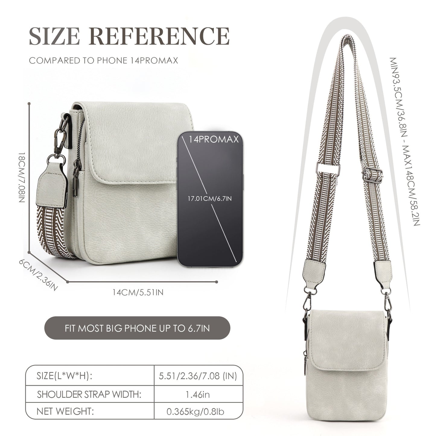 Adjustable Shoulder Strap, Unisex Portable Small Crossbody Bag