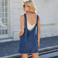 Vireous Women's Denim Overalls Dress with Pockets, Sling Midi Dress