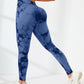 Seamless Peach Design Yoga Trousers, Tie-Dye High Waist Hip-Lift Leggings