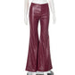 Leather Stitched Tight 1970s Style Ultra-Flared Pants