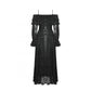 Dark in Love Cosette Elegant Gothic Off-Shoulder Ruffle Maxi Dress