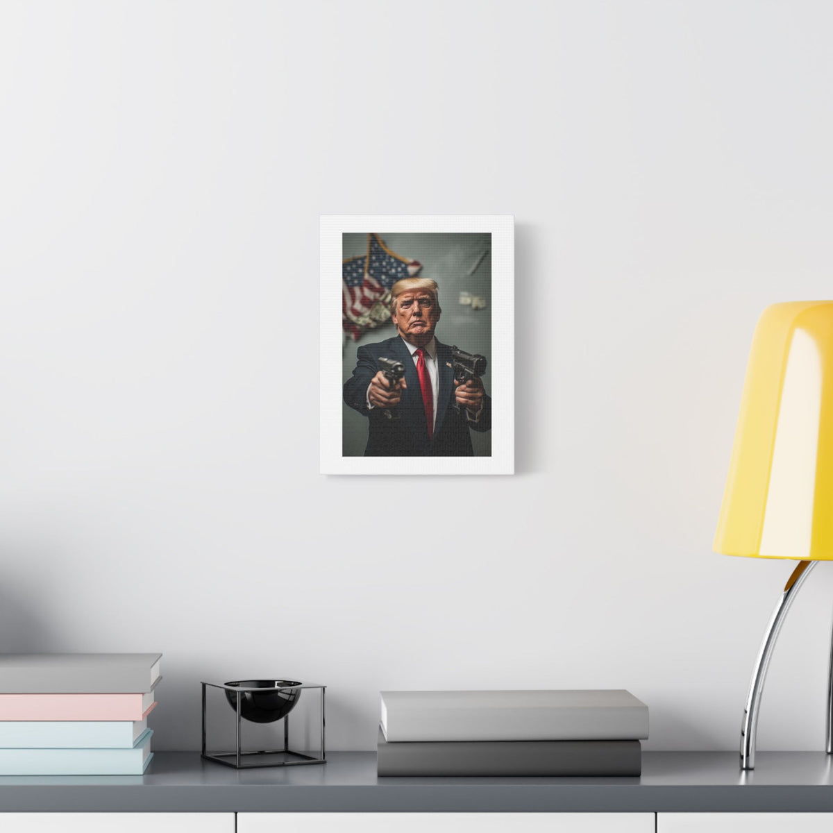 Gangster Donald Trump, Surrealist Art Print on Satin Canvas, Stretched