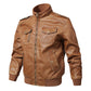 Vireous Large-Size Men's Leather Bomber Jacket