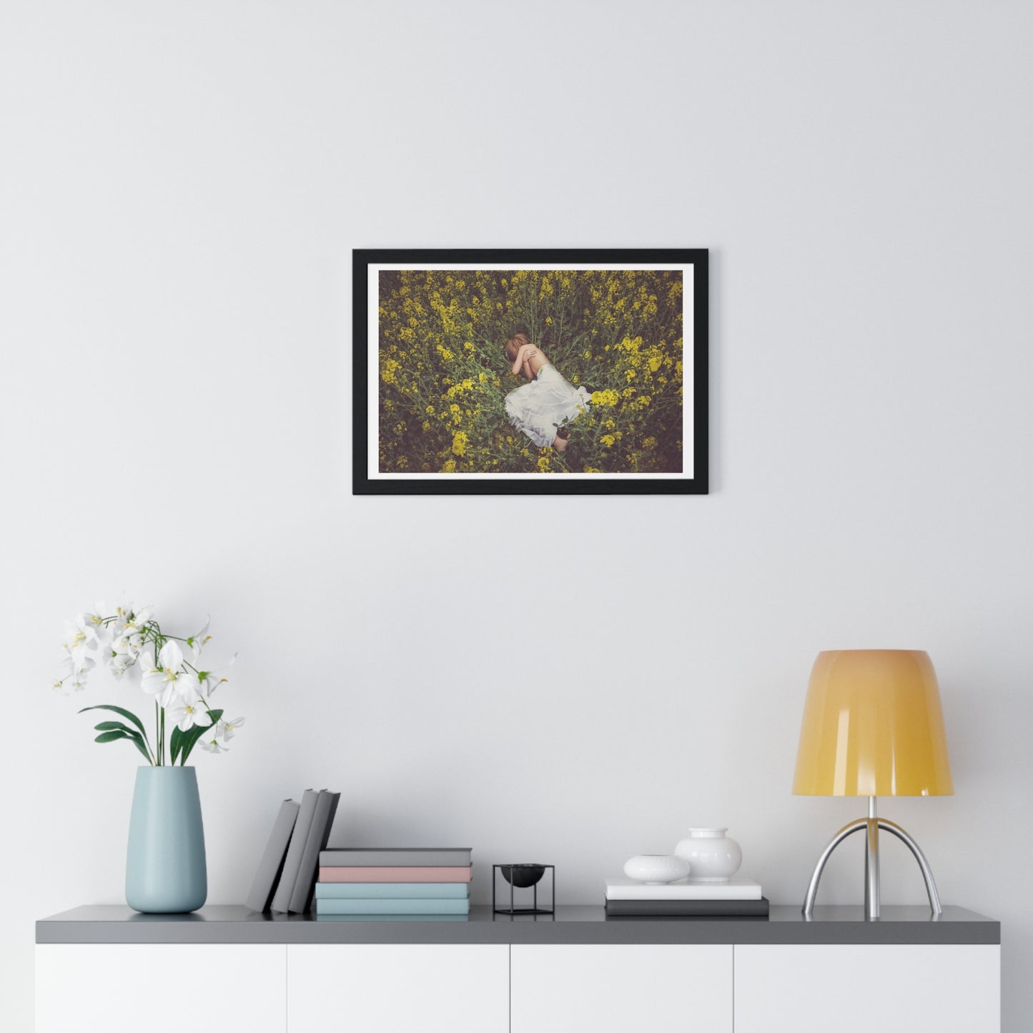 Asleep in the Rapeseed Field 'Designed by AI' Framed Art Print