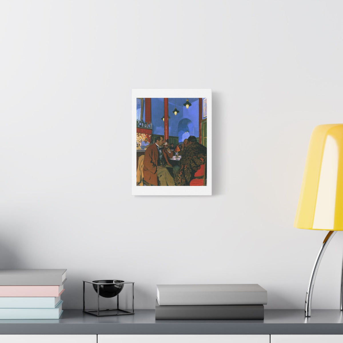 Café Art V, Print on Satin Canvas, Stretched