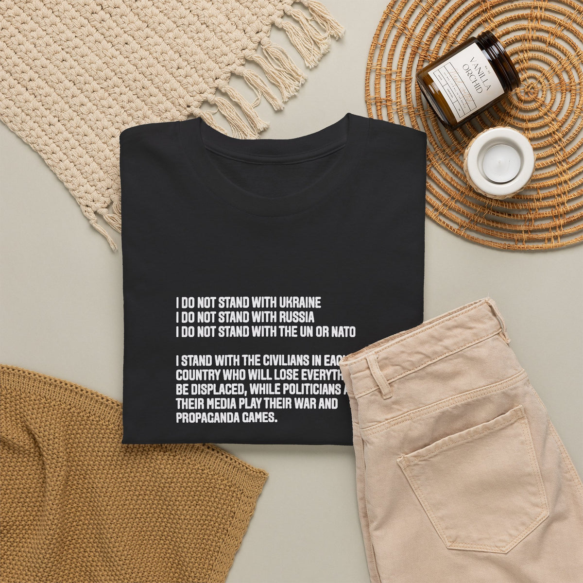 I Don't Stand with Russia or Ukraine or the EU, I Stand With the People, Peace T-Shirt