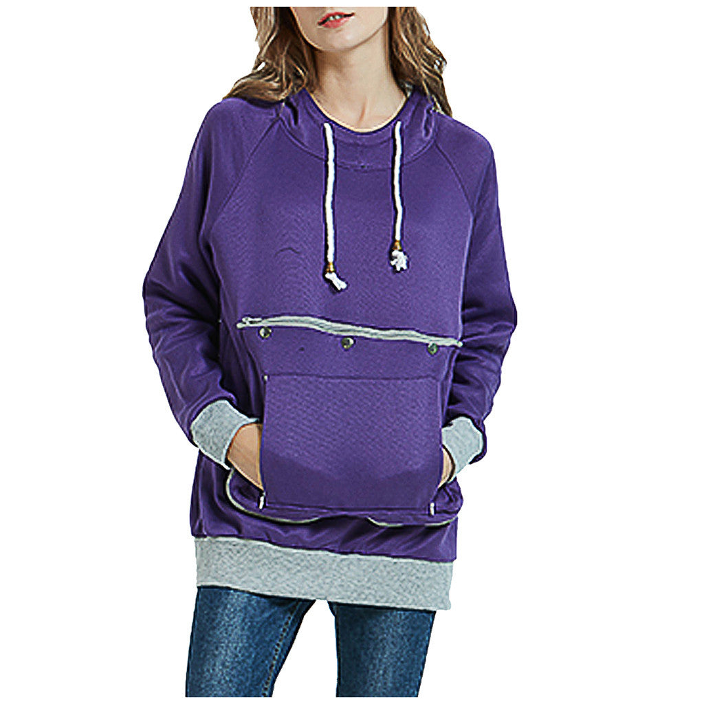 Women's Hoodie with Super-Size Front Travel Pocket, Multi Colours