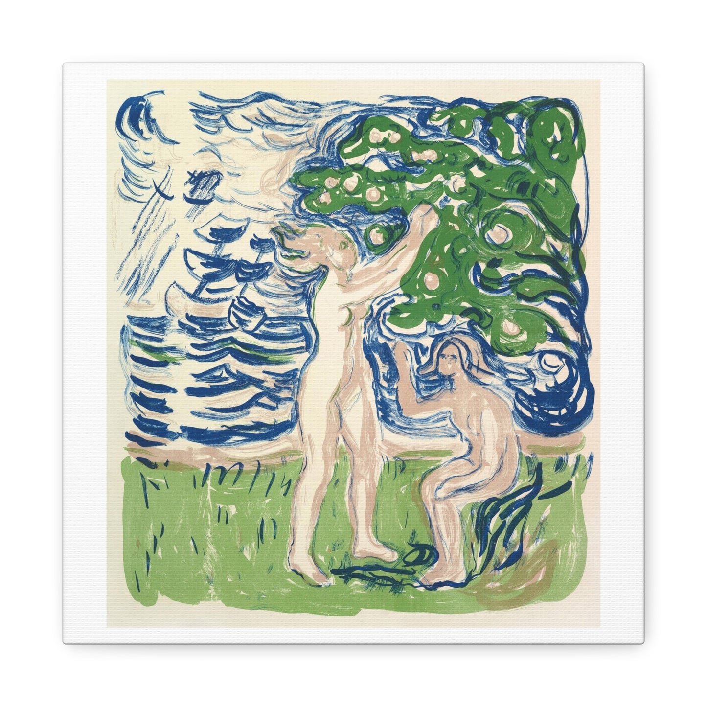 Girls Picking Apples (1915) by Edvard Munch Art Print from the Original on Satim Canvas