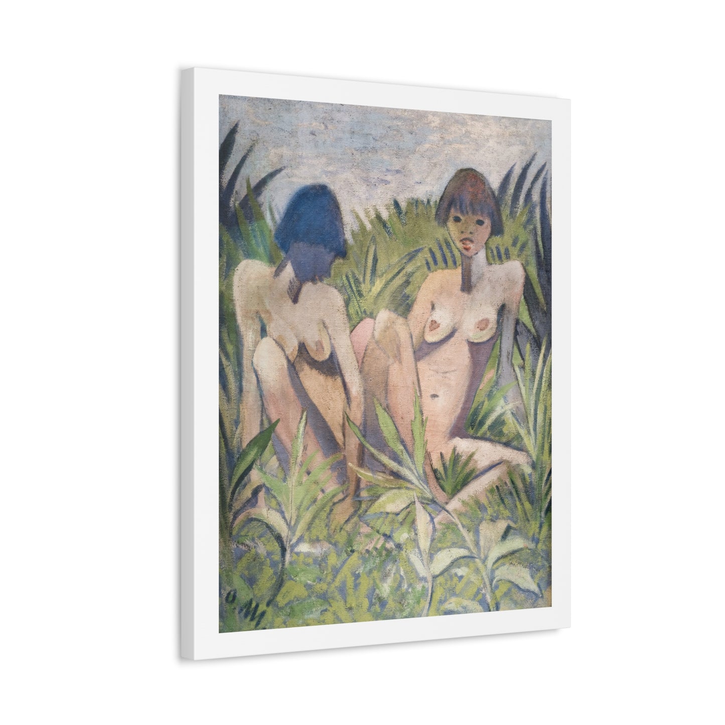 Two Girls in the Reeds, from the Original, Art Print on Canvas