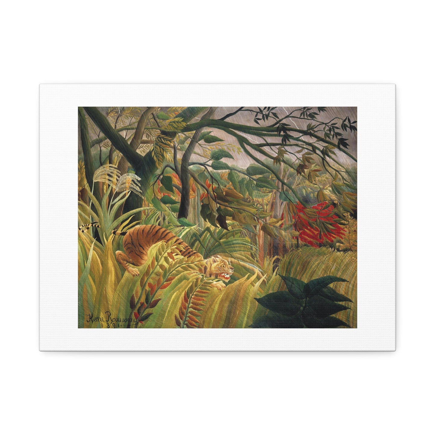 Henri Rousseau's Tiger in a Tropical Storm (1891) Canvas Art Print from the Original