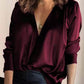 Vireous Women's Silky Satin Long-Sleeved Shirt