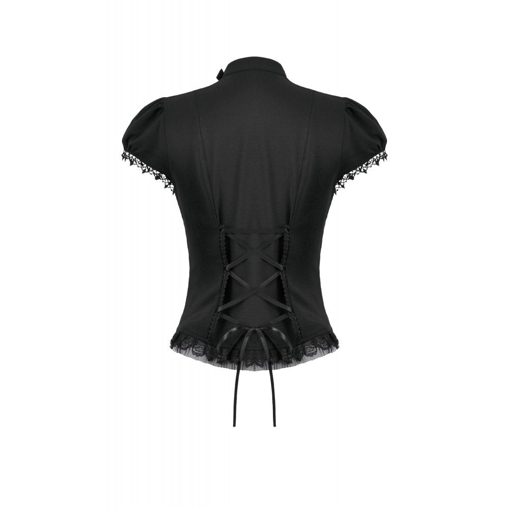 Dark in Love Courtly Cross Gem Pendant Gothic Blouse