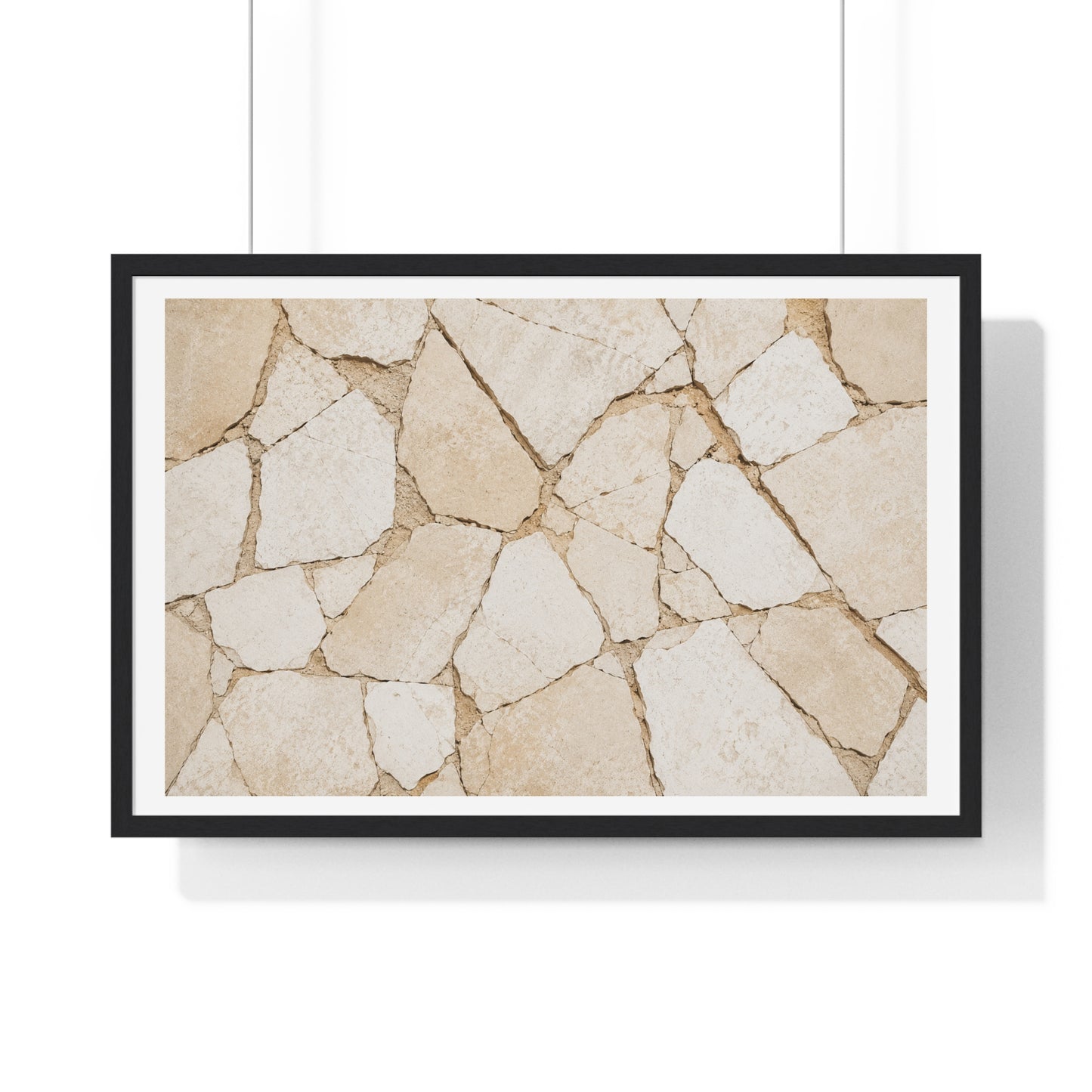 Beige Abstract Relaxing Decor Art, Large Framed Print