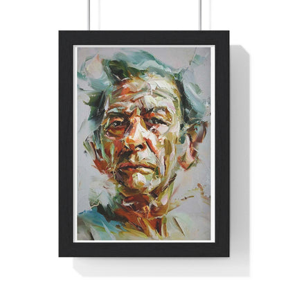 Male Portrait, Impasto Painting Style 'Designed by AI' Framed Art Print