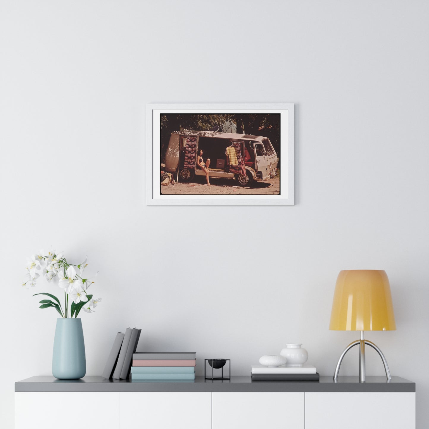 Vintage Photography, Campers at Garner State Park (1972) by Marc St Gil, from the Original, Framed Print