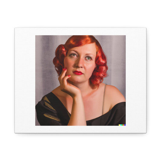 Woman With Red Hair In The Style of Tamara de Lempicka 'Designed by AI' on Canvas