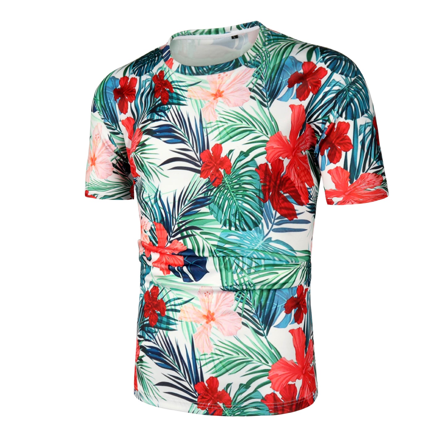 Men's Tropical Jungle Print Round Neck T-Shirt