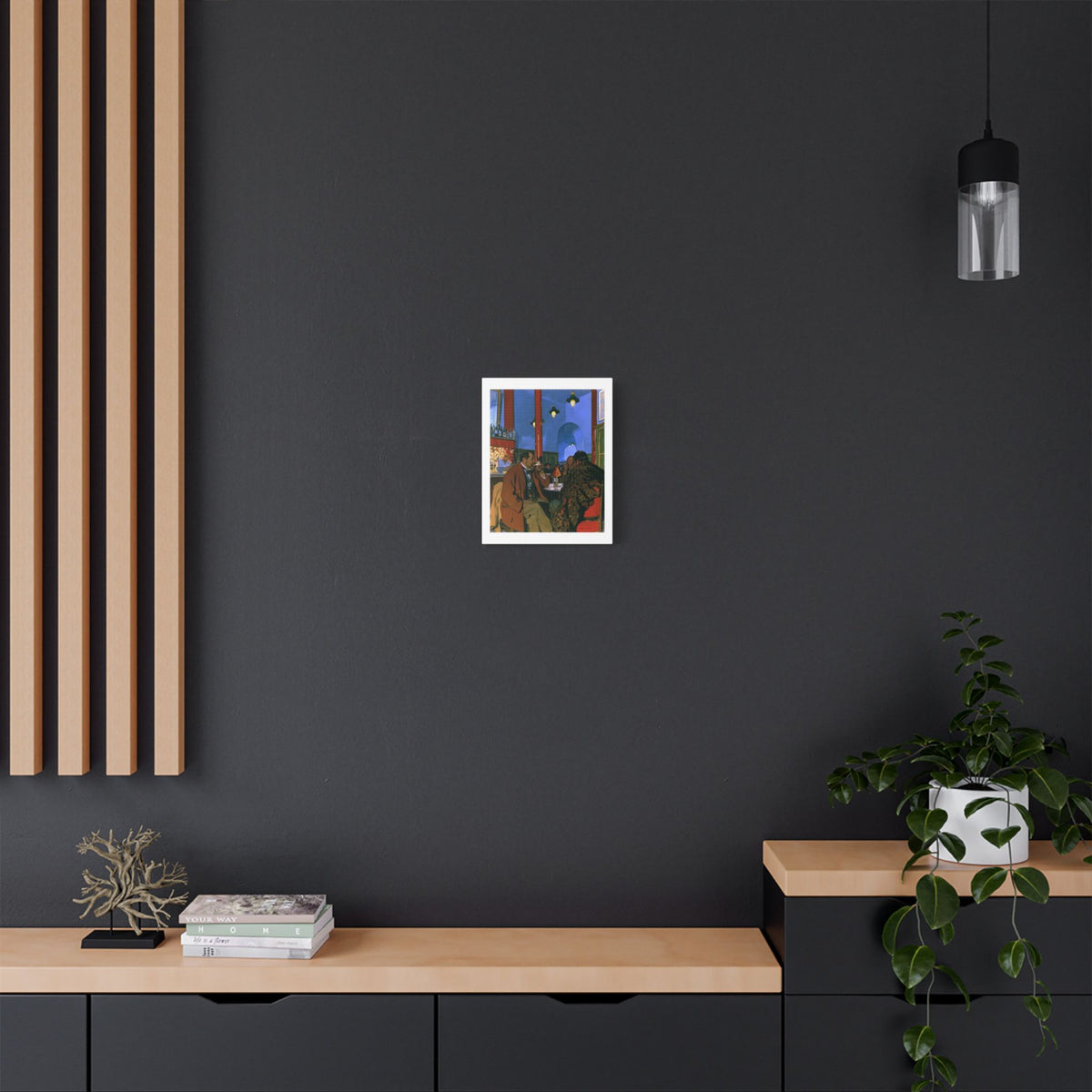 Café Art V, Print on Satin Canvas, Stretched