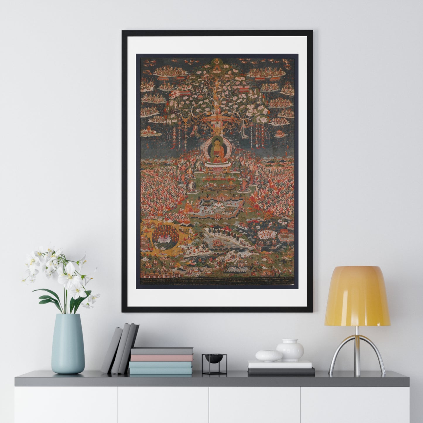 Amitabha or Infinite Light, the Buddha of the Western Pure Land 'Sukhavati' (circa 1700) Tibet, from the Original, Framed Art Print