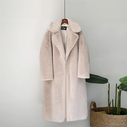Vireous Thick Long Fur Coat, Faux Fur Rabbit Mink Soft Coat