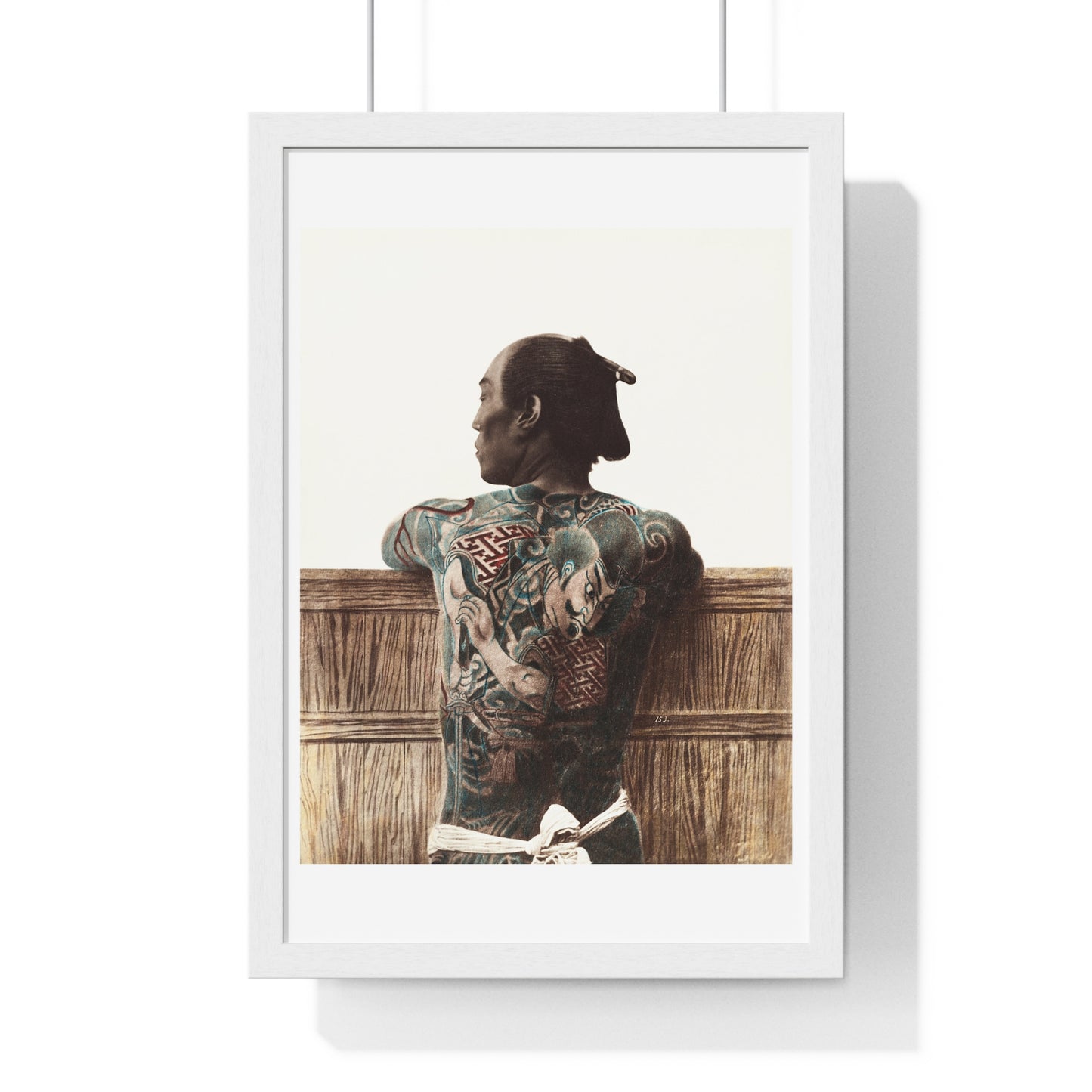 Nude Photography of Tattooed Japanese Man (1870s –1890s) by Kusakabe Kimbei, from the Original, Framed Print