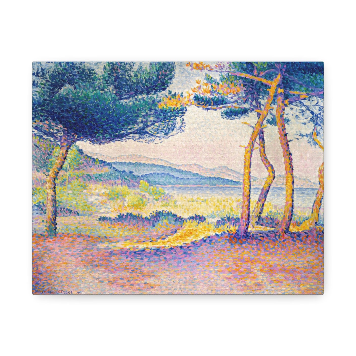 Pines Along the Shore (1896) by Henri-Edmond Cross, Art Print from the Original on Canvas