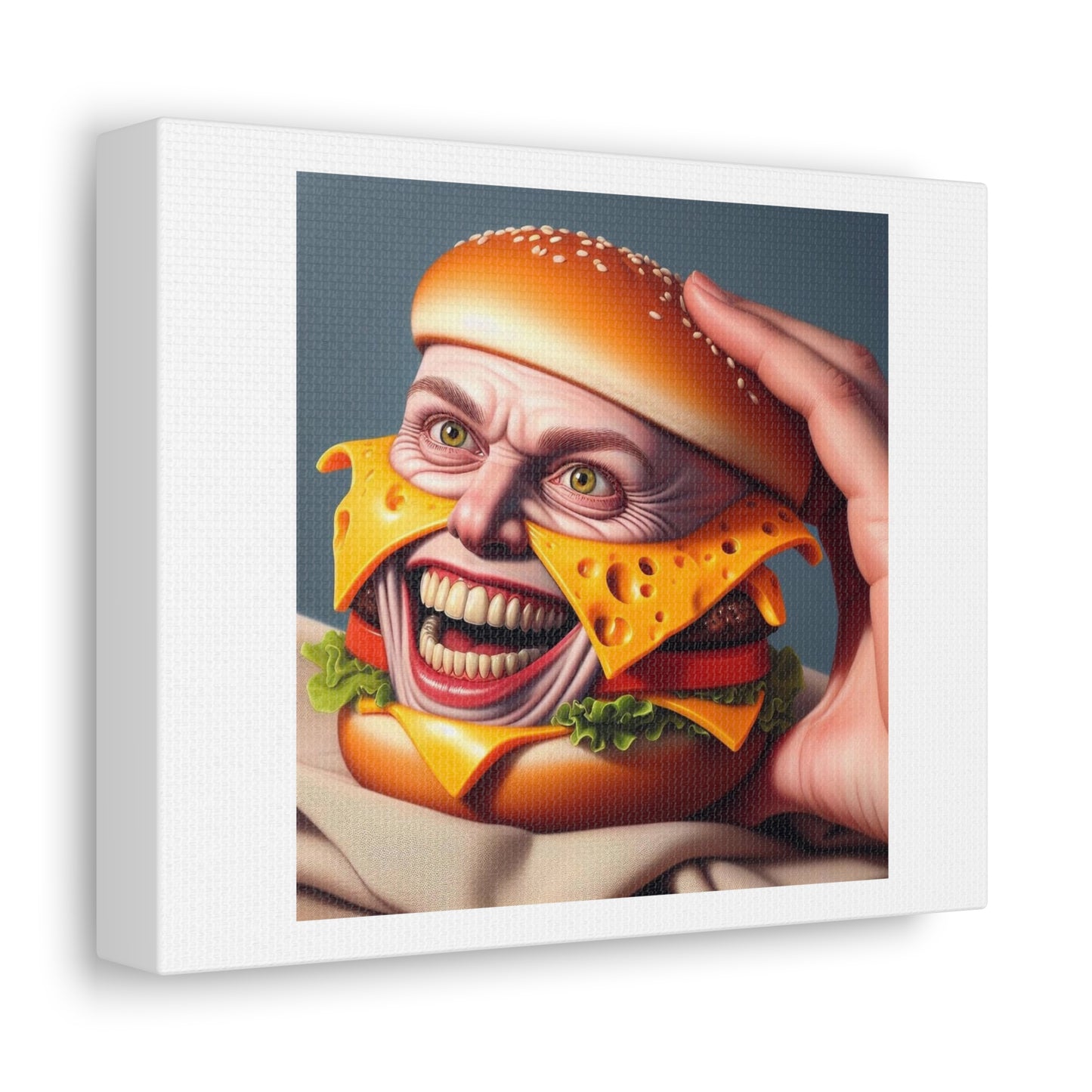 New Horror Movie 'Burger Man' Just Dropped, Art Print 'Designed by AI' on Canvas