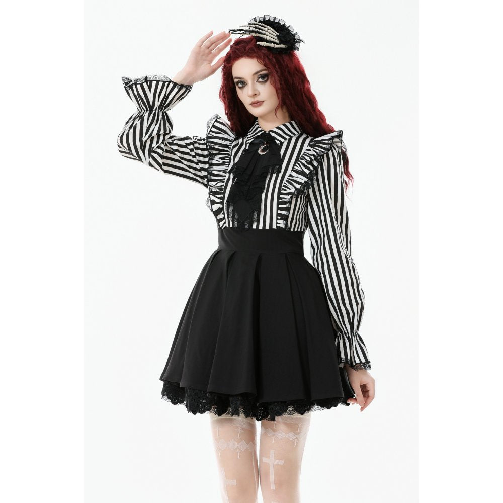 Dark in Love Striped Ruffle Victorian-Inspired Lolita Dress