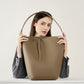 Vireous Minimalist-Style Leather Large Capacity One-Shoulder Bucket Bag
