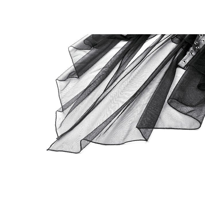 Dark in Love Draven Layered Mesh and Faux Leather Waist Cincher Skirt