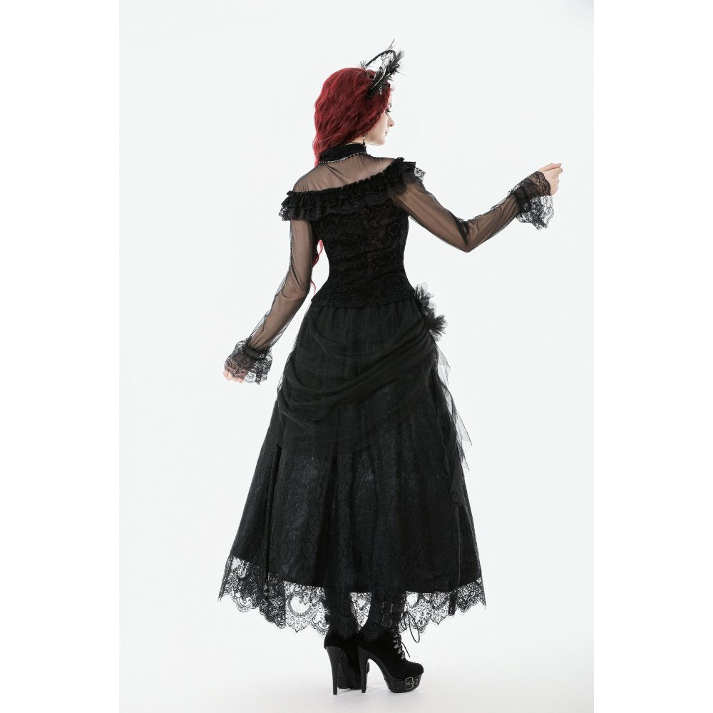 Dark in Love Seraphina Gothic Blouse, Layered Lace Cuffs