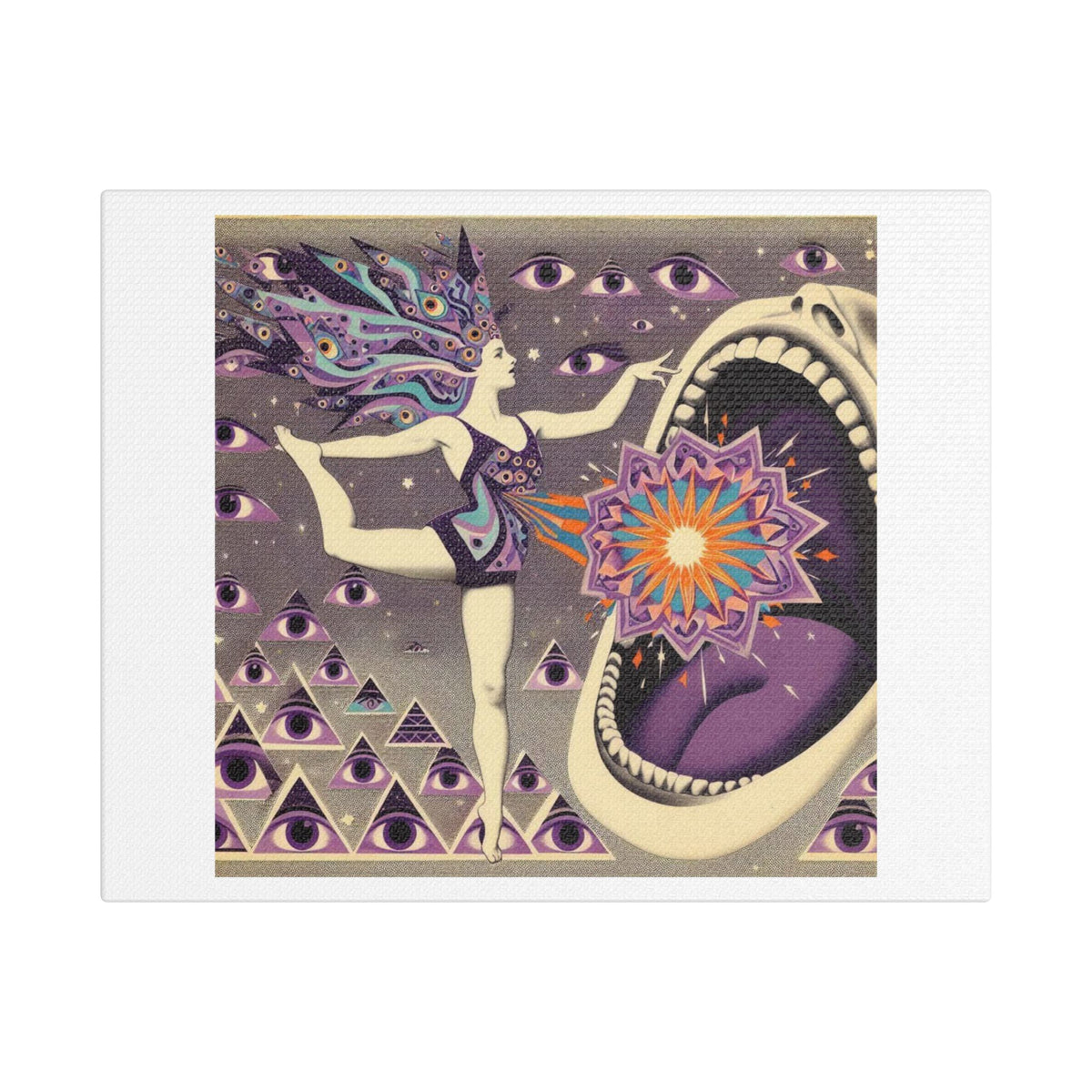 Surreal Eye and Cosmic Mouth Canvas Wall Art