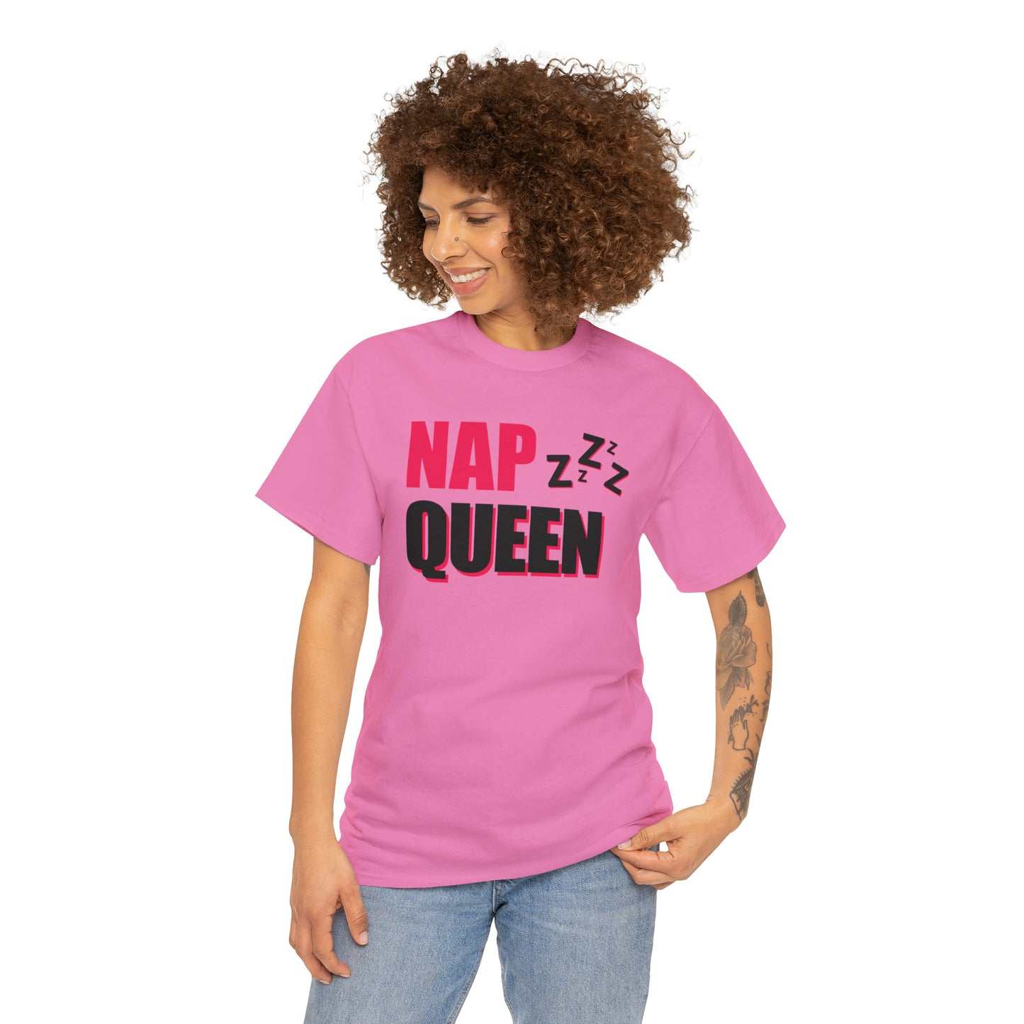 Nap Queen ヘビーコットン Tシャツ ユニセックス ワールドワイドサイズ 昼寝、睡眠、怠惰、休息