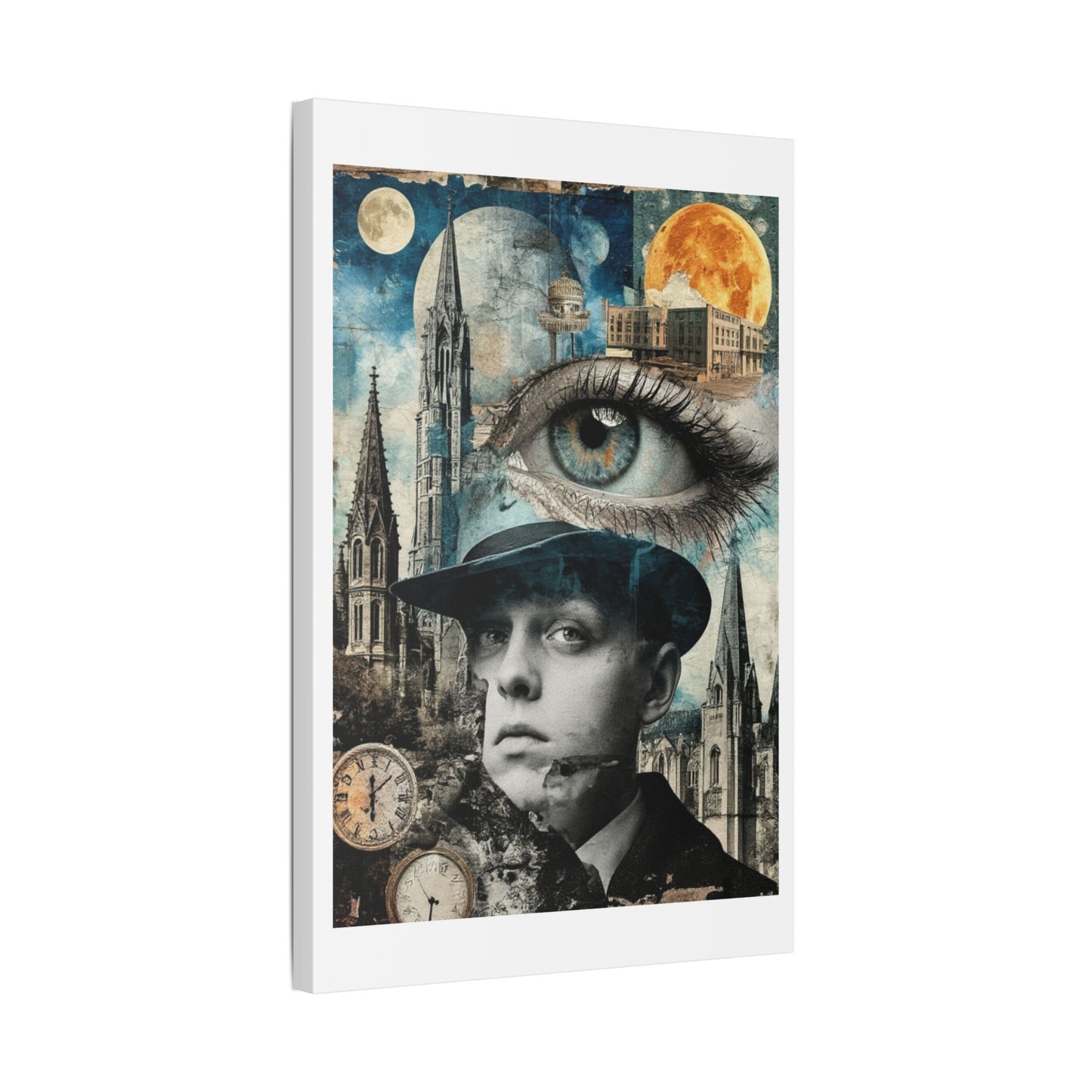 Eye on the Time Digital Collage 'Designed by AI' Canvas Art Print