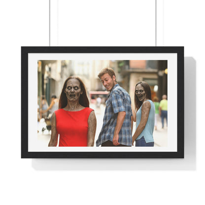 Distracted Boyfriend Meme Art, the Grotesque Reality of it All, Framed Art Print
