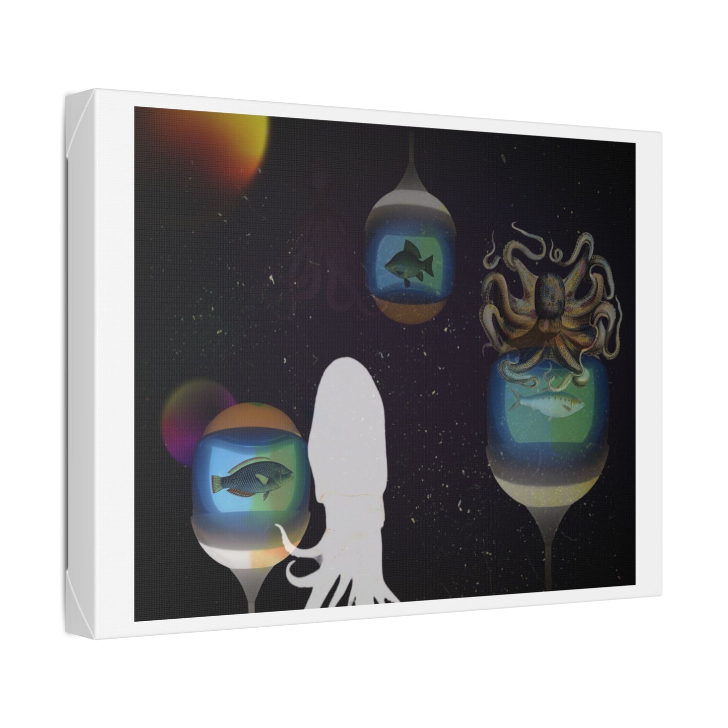 Visitors at the Exotic Earth Acquarium 'Designed by AI' Canvas Art Print