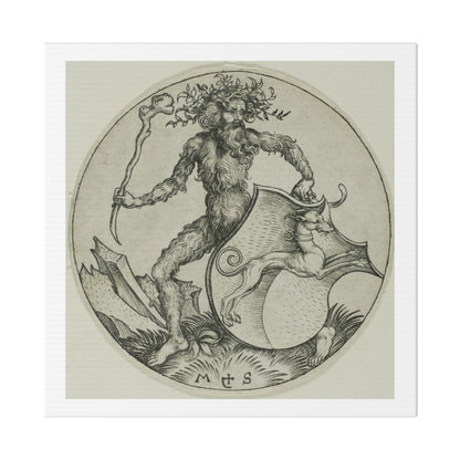 Shield with a Greyhound, Held by a Wild Man (1470–1491) by Martin Schongauer, from the Original, Canvas Print